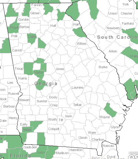 The Georgia range of Aureolaria flava